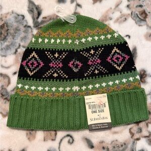 St. John's Bay Green and Black Knit Beanie